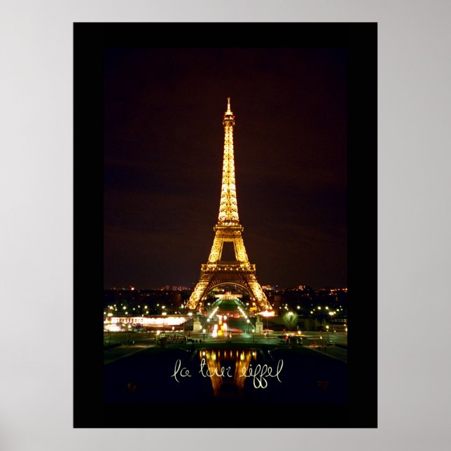 Póster Torre Eiffel en Poster nocturno (Frente)