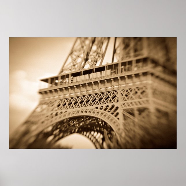 Póster Torre Eiffel en sepia, París, Francia (Frente)