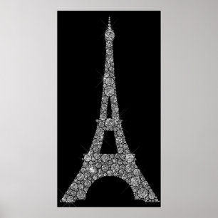 Póster Torre Eiffel Gris Gris Gris Swarovski Cristales Pa