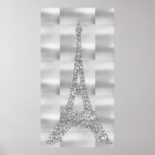 Póster Torre Eiffel Gris Gris Gris Swarovski Cristales Pa