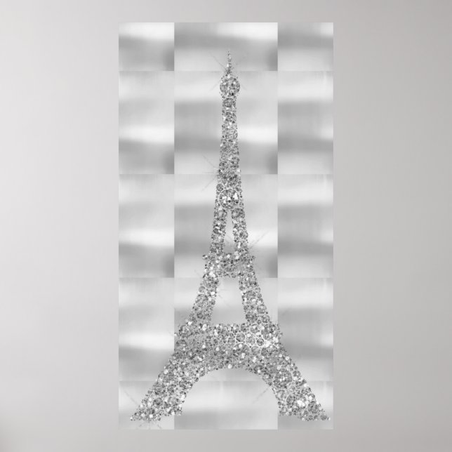 Póster Torre Eiffel Gris Gris Gris Swarovski Cristales Pa (Frente)