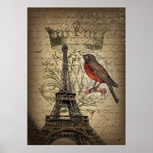 Póster Torre Eiffel moderna de París del vintage del
