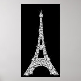 Póster Torre Eiffel Negro Blanco Swarovski Cristales Parí