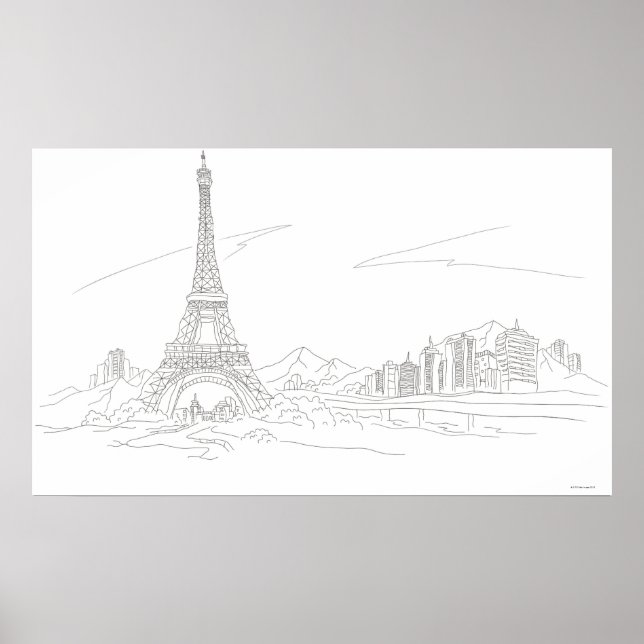 Póster Torre Eiffel, París (Frente)