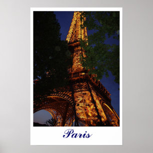 Póster Torre Eiffel, París de noche