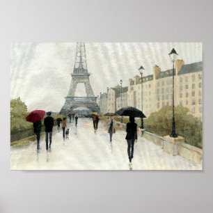 Póster Torre Eiffel   París En Lluvia