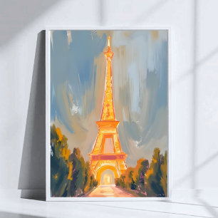 Póster Torre Eiffel París Francia Acuarela