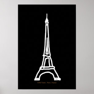 Póster Torre Eiffel París/Francia blanco negro