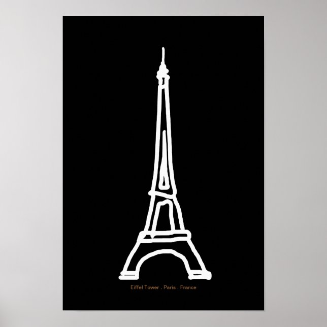 Póster Torre Eiffel París/Francia blanco negro (Frente)
