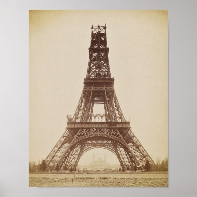 Póster Torre Eiffel, París, Francia, Construcción (Frente)