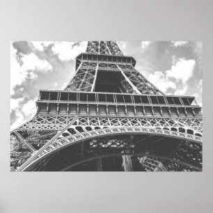 Póster Torre Eiffel, París, Francia en blanco y negro