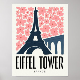 Póster Torre Eiffel París Francia viaje abstracto floral