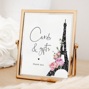Póster Torre Eiffel París negro rosa Tarjetas y regalos