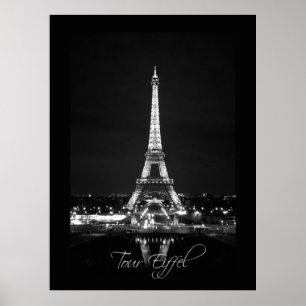 Póster Torre Eiffel Poster de noche de B&W