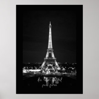 Póster Torre Eiffel Poster de noche de B&W
