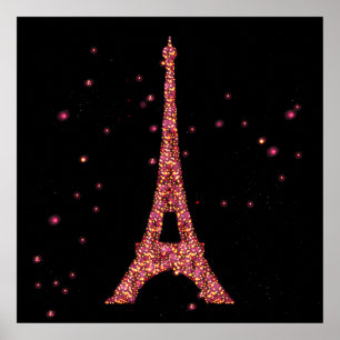 Póster Torre Eiffel purpurina