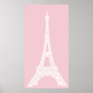 Póster Torre Eiffel Rosa Blanco Swarovski Crístagos París