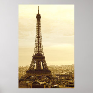 Póster torre eiffel sepia