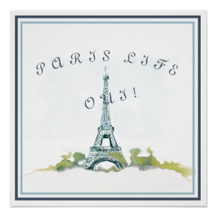 Póster Torre Eiffel Tinta de París y acuarela Vida en Pa