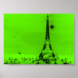 Póster Torre Eiffel Verde Lime