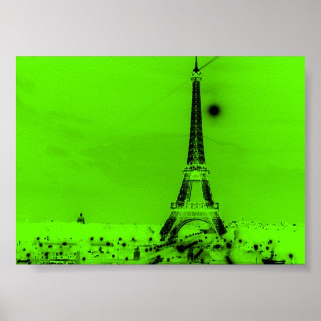 Póster Torre Eiffel Verde Lime (Frente)