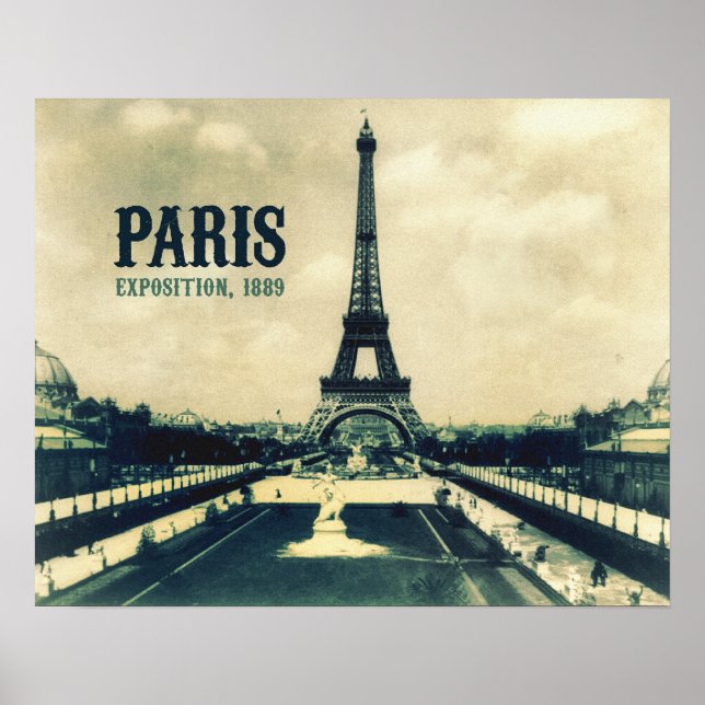 Póster Torre Eiffel Vintage, París, 1889 (Frente)