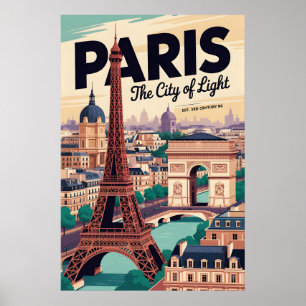 Póster Torre Eiffel Vintage París Francia Viaje Retro