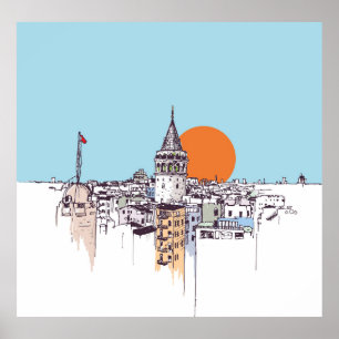 Póster Torre Gálata y distrito de Gálata de Beyoglu Ist