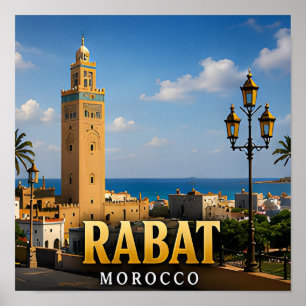 Póster Torre Hassan de Rabat y elegancia atlántica