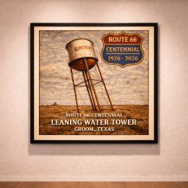 Póster Torre inclinada de la ruta 66 de Texas
