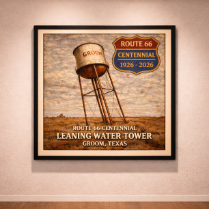 Póster Torre inclinada de la ruta 66 de Texas