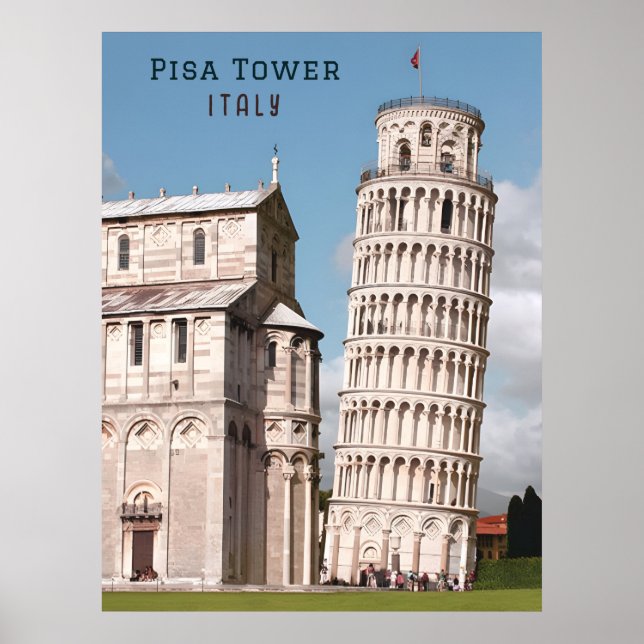 Póster Torre inclinada de Pisa Italia Europa Viaje (Frente)