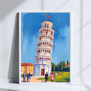 Póster Torre inclinada de Pisa Italia Pintura