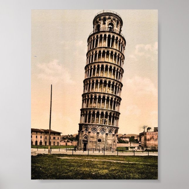 Póster Torre inclinada, Pisa, Fotografía clásica italiana (Frente)