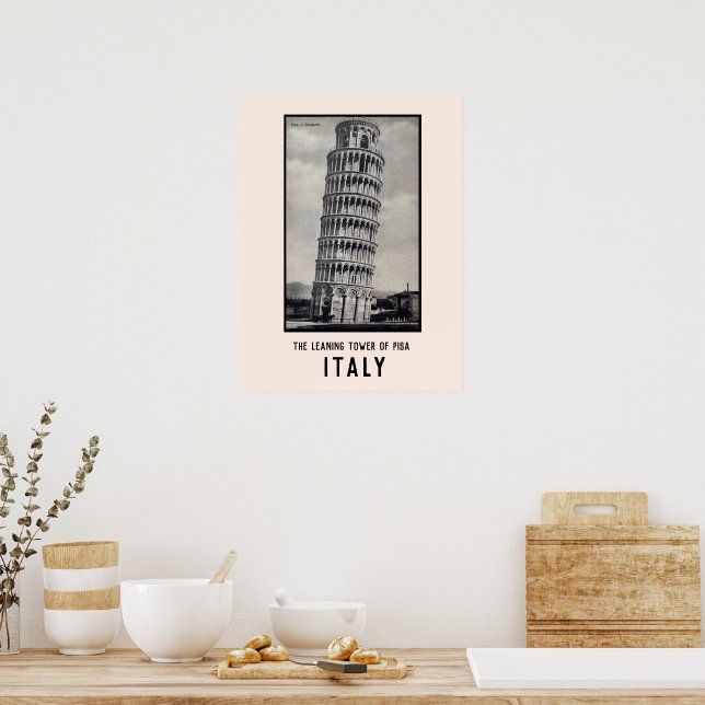 Póster Torre inclinada Pisa Vintage Italia Postcard (Cocina)