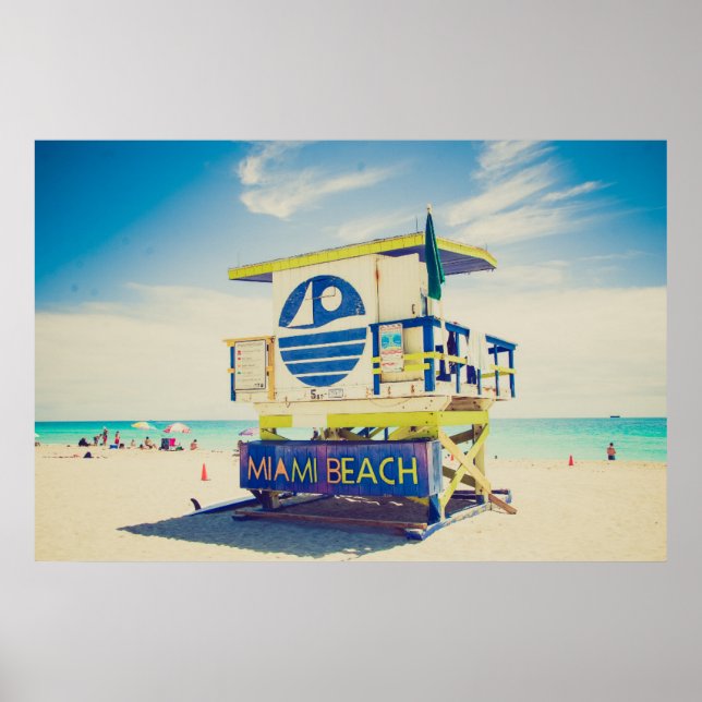 Póster Torre Lifeguard | South Beach, Miami, Fl (Frente)