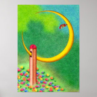 Póster Torre que capturó la luna creciente.