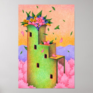 Póster Torre que señala la llegada de la primavera.
