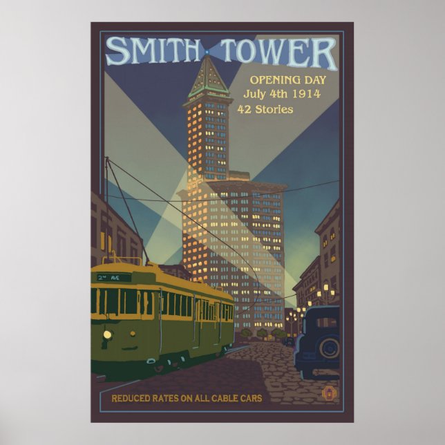 Póster Torre Smith - Seattle, afiche de viajes de Washing (Frente)