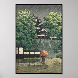 Póster Torre Udo, Castillo de Kumamoto bajo la lluvia Kaw