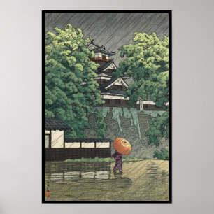 Póster Torre Udo, Castillo de Kumamoto bajo la lluvia Kaw