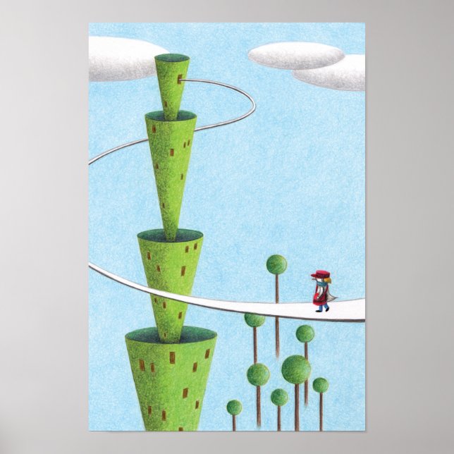 Póster Torre verde y un cartero. (Frente)
