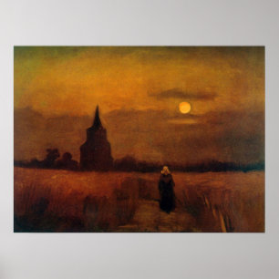 Póster Torre vieja en los campos de Vincent van Gogh