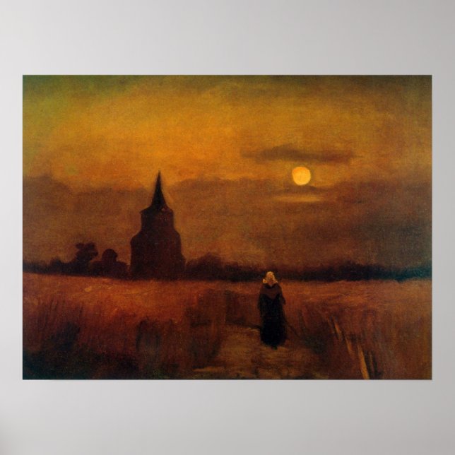 Póster Torre vieja en los campos de Vincent van Gogh (Frente)