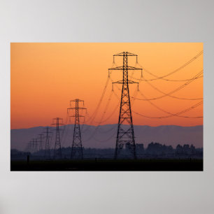 Póster Torres de Energía al Atardecer