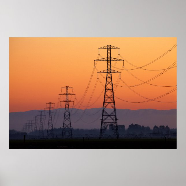 Póster Torres de Energía al Atardecer (Frente)