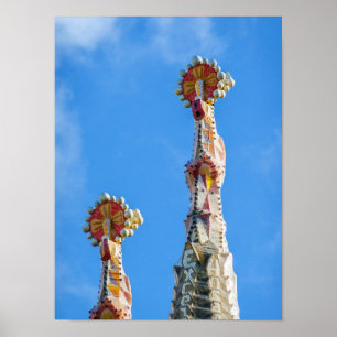 Póster Torres de La Sagrada Familia en Barcelona, España
