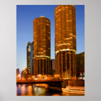 Póster Torres de Marina de Chicago
