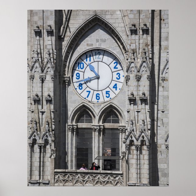 Póster Torres de reloj en la Basílica Nacional, Ecuador (Frente)