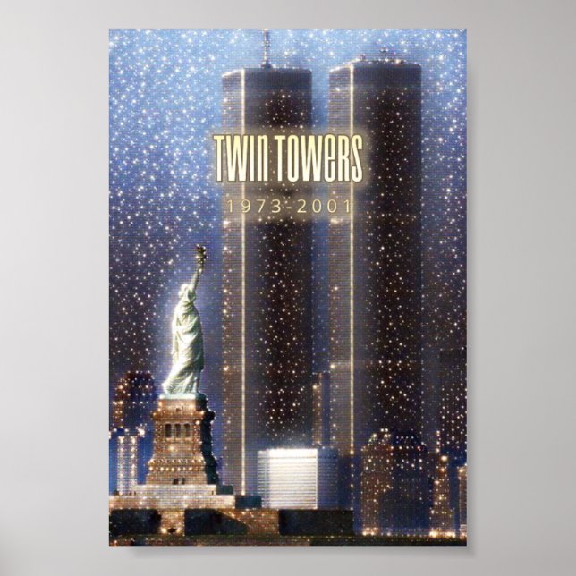 Póster Torres gemelas del World Trade Center estilizadas (Frente)